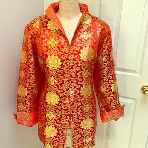 Red Satin Blazer Oriental 2XL